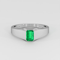 0.43 Ct. Emerald Ring, 18K White Gold 1