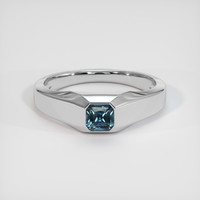 0.84 Ct. Greenish Blue Sapphire Ring, 18K White Gold 1