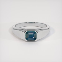 0.83 Ct. Greenish Blue Sapphire Ring, Platinum 950 1