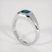 0.83 Ct. Greenish Blue Sapphire Ring, 14K White Gold 2