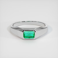0.78 Ct. Emerald Ring, 18K White Gold 1