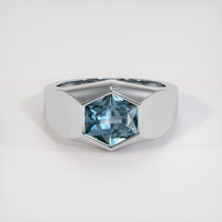 2.63 Ct. Greenish Blue Sapphire Ring, 18K White Gold 1