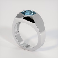 2.63 Ct. Greenish Blue Sapphire Ring, 18K White Gold 2