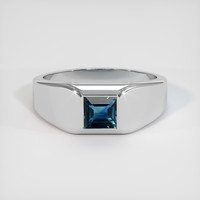 1.06 Ct. Greenish Blue Sapphire Ring, 18K White Gold 1
