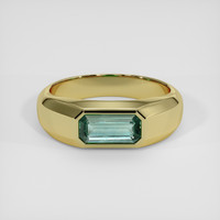 1.06 Ct. Bluish Green Sapphire Ring, 10K Yellow Gold 1
