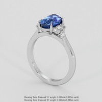 2.73 Ct. Blue Sapphire Ring, Platinum 950 2
