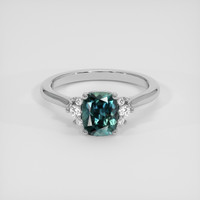 1.36 Ct. Bluish Green Sapphire Ring, Platinum 950 1