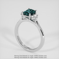 1.36 Ct. Bluish Green Sapphire Ring, Platinum 950 2