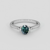 1.03 Ct. Bluish Green Sapphire Ring, Platinum 950 1