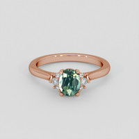 1.20 Ct. Bluish Green Sapphire Ring, 18K Rose Gold 1