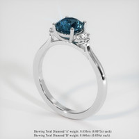1.56 Ct. Greenish Blue Sapphire Ring, 10K White Gold 2
