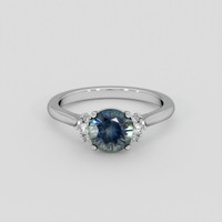 1.04 Ct. Bluish Green Sapphire Ring, 10K White Gold 1