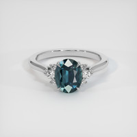 2.00 Ct. Greenish Blue Sapphire Ring, 14K White Gold 1