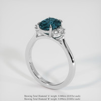 2.00 Ct. Greenish Blue Sapphire Ring, 14K White Gold 2