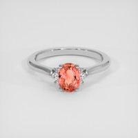 1.00 Ct. Padparadscha Sapphire Ring, 14K White Gold 1