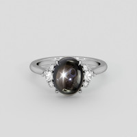 3.84 Ct. Black Sapphire Ring, 14K White Gold 1