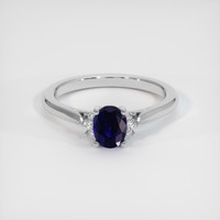 0.58 Ct. Blue Sapphire Ring, 14K White Gold 1