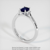 0.58 Ct. Blue Sapphire Ring, 14K White Gold 2