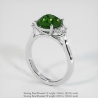 3.03 Ct. Bluish Green Sapphire Ring, 14K White Gold 2