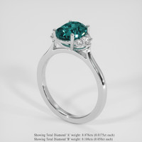 2.45 Ct. Bluish Green Topaz Ring, 18K White Gold 2