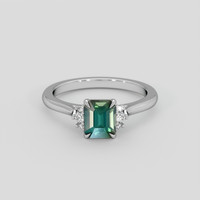 1.29 Ct. Bluish Green Sapphire Ring, 18K White Gold 1