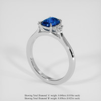 1.12 Ct. Blue Sapphire Ring, 18K White Gold 2