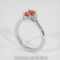 1.00 Ct. Padparadscha Sapphire Ring, 18K White Gold 2