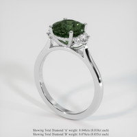 2.14 Ct. Green Sapphire Ring, 18K White Gold 2