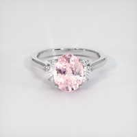 3.05 Ct. Pink Sapphire Ring, 18K White Gold 1