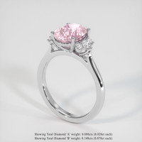 3.05 Ct. Pink Sapphire Ring, 18K White Gold 2