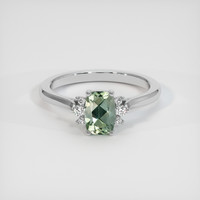 1.10 Ct. Green Sapphire Ring, 18K White Gold 1