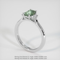 1.10 Ct. Green Sapphire Ring, 18K White Gold 2