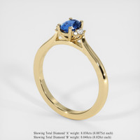 0.58 Ct. Blue Sapphire Ring, 10K Yellow Gold 2