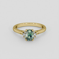 1.13 Ct. Bluish Green Sapphire Ring, 10K Yellow Gold 1
