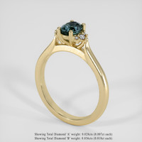 0.77 Ct. Bluish Green Sapphire Ring, 10K Yellow Gold 2