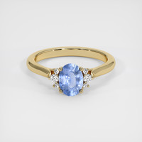 0.72 Ct. Blue Sapphire Ring, 14K Yellow Gold 1