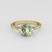 1.33 Ct. Yellowish Green Sapphire Ring, 14K Yellow Gold 1