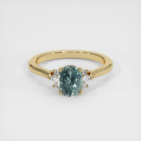 1.48 Ct. Bluish Green Sapphire Ring, 14K Yellow Gold 1
