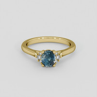 1.03 Ct. Bluish Green Sapphire Ring, 14K Yellow Gold 1