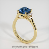 2.68 Ct. Greenish Blue Sapphire Ring, 18K Yellow Gold 2