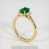 0.69 Ct. Emerald Ring, 18K Yellow Gold 2