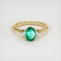 0.66 Ct. Emerald Ring, 18K Yellow Gold 1