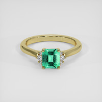 0.76 Ct. Emerald Ring, 18K Yellow Gold 1