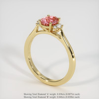 1.03 Ct. Padparadscha Sapphire Ring, 18K Yellow Gold 2