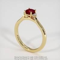 0.61 Ct. Ruby Ring, 18K Yellow Gold 2