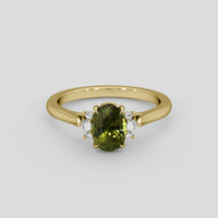 2.06 Ct. Green Sapphire Ring, 18K Yellow Gold 1