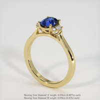 0.98 Ct. Blue Sapphire Ring, 18K Yellow Gold 2