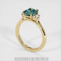 2.07 Ct. Greenish Blue Sapphire Ring, 18K Yellow Gold 2