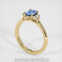0.72 Ct. Blue Sapphire Ring, 18K Yellow Gold 2