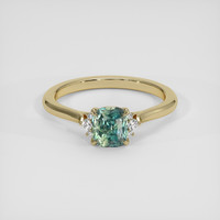 1.17 Ct. Greenish Blue Sapphire Ring, 18K Yellow Gold 1